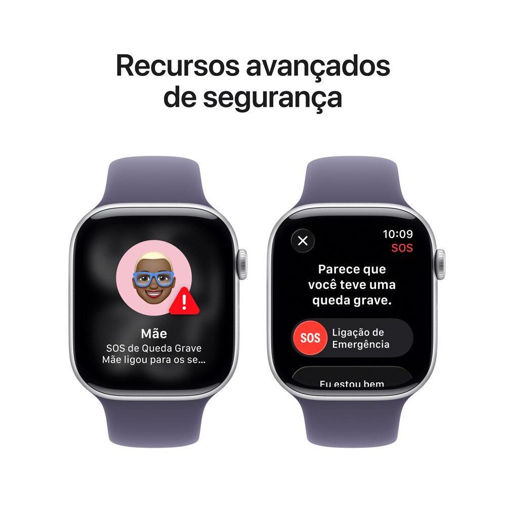 Apple Watch Series 11 GPS - Caixa prateada de alumínio – 46 mm - Pulseira esportiva roxo-névoa – M/G - 6