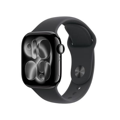 Apple Watch Series 11 GPS + Cellular - Caixa preta brilhante de alumínio – 42 mm - Pulseira esportiva preta – P/M
