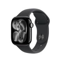 Apple Watch Series 11 GPS + Cellular - Caixa preta brilhante de alumínio – 42 mm - Pulseira esportiva preta – M/G - 1
