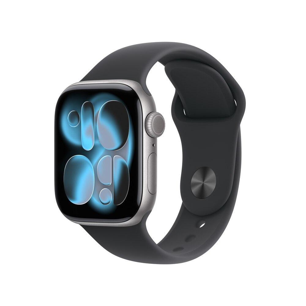 Apple Watch Series 11 GPS + Cellular - Caixa cinza-espacial de alumínio – 42 mm - Pulseira esportiva preta – M/G - 1