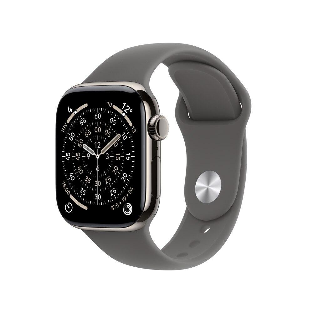 Apple Watch Series 11 GPS + Cellular - Caixa natural de titânio – 42 mm - Pulseira esportiva cinza-pedra – M/G - 1
