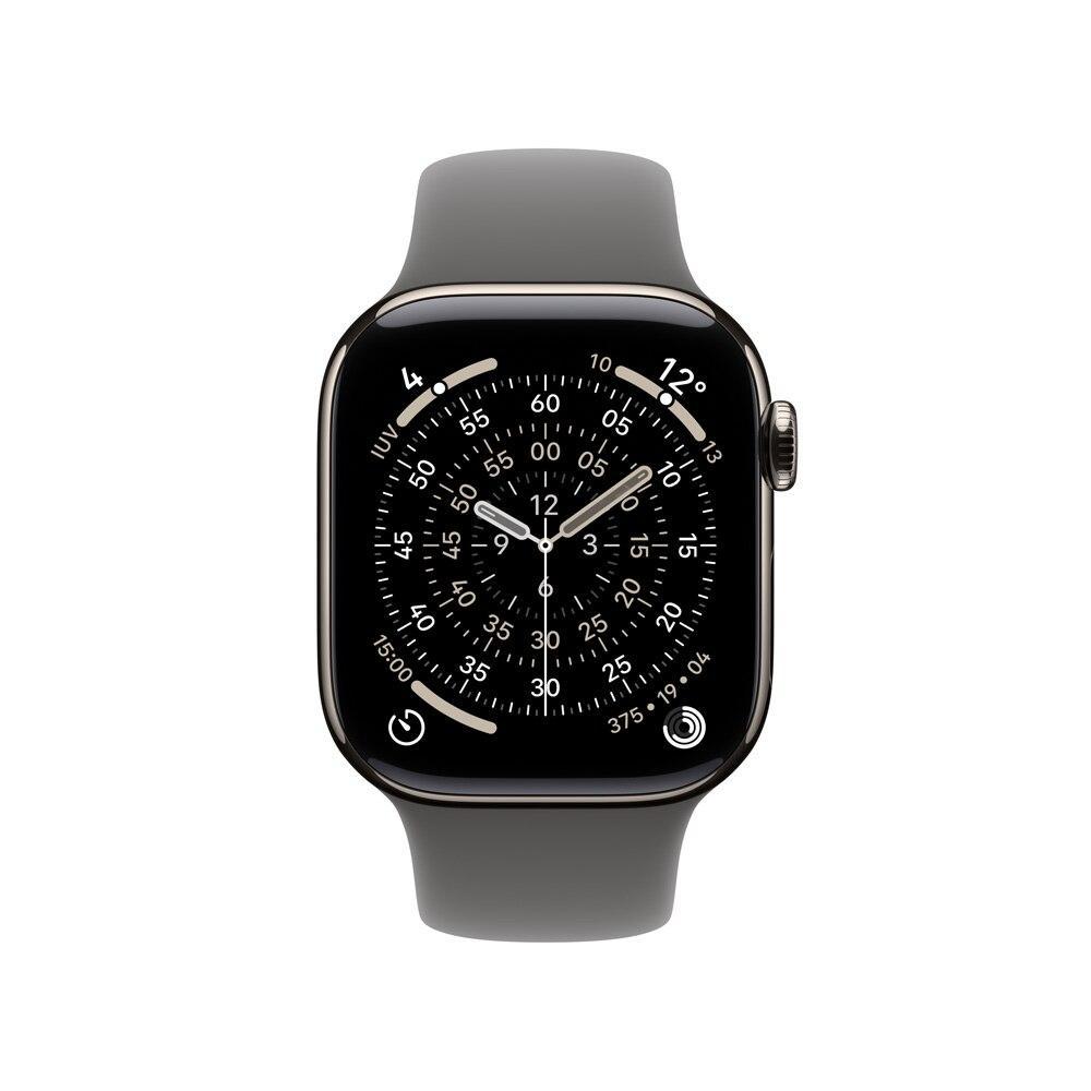 Apple Watch Series 11 GPS + Cellular - Caixa natural de titânio – 42 mm - Pulseira esportiva cinza-pedra – M/G - 2