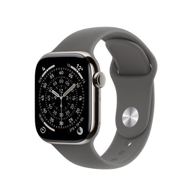 Apple Watch Series 11 GPS + Cellular - Caixa natural de titânio – 42 mm - Pulseira esportiva cinza-pedra – M/G