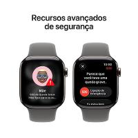 Apple Watch Series 11 GPS + Cellular - Caixa natural de titânio – 42 mm - Pulseira esportiva cinza-pedra – M/G - 6