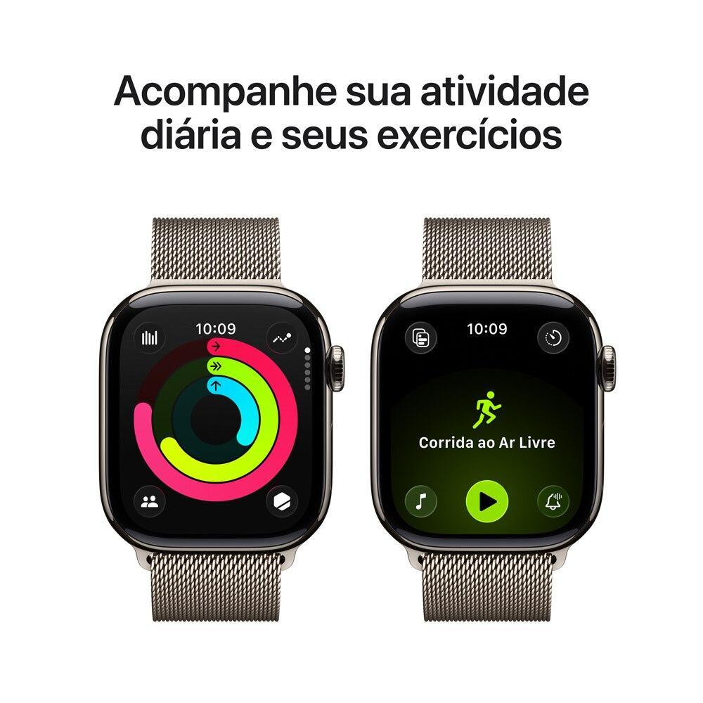 Apple Watch Series 11 GPS + Cellular - Caixa natural de titânio – 42 mm - Pulseira natural estilo milanês - 4