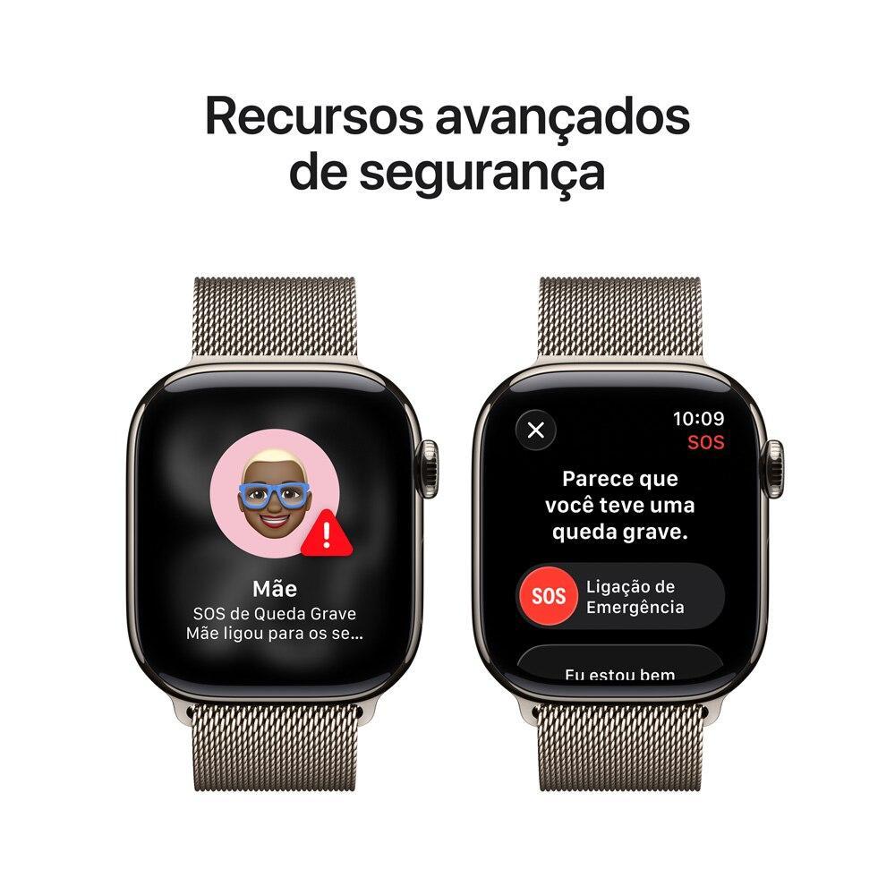 Apple Watch Series 11 GPS + Cellular - Caixa natural de titânio – 42 mm - Pulseira natural estilo milanês - 6