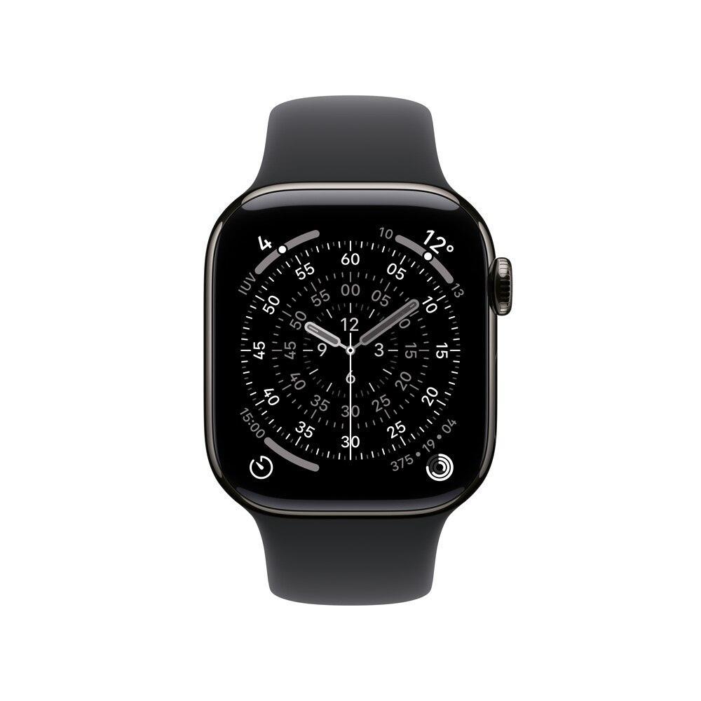 Apple Watch Series 11 GPS + Cellular - Caixa ardósia de titânio – 42 mm - Pulseira esportiva preta – M/G - 2