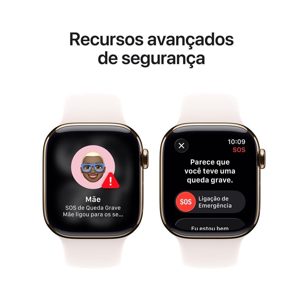 Apple Watch Series 11 GPS + Cellular - Caixa dourada de titânio – 42 mm - Pulseira esportiva blush-clara – M/G - 6
