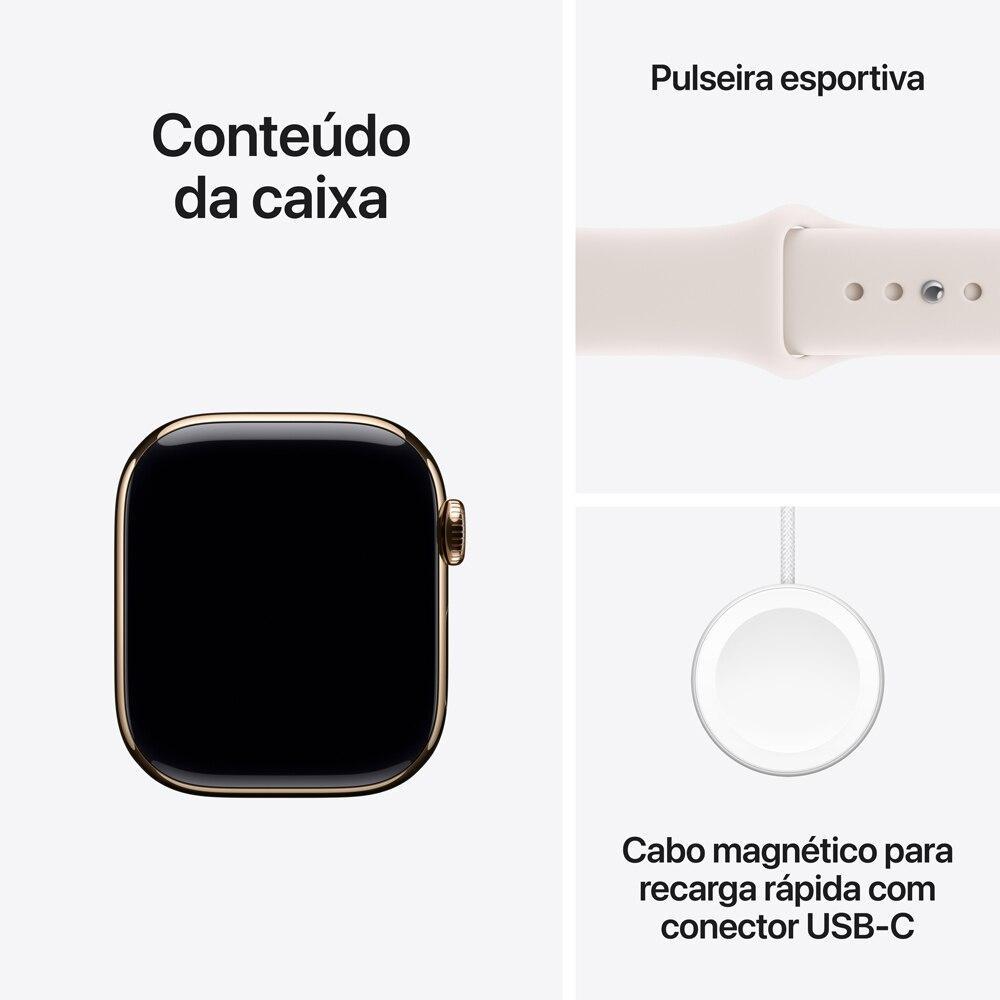 Apple Watch Series 11 GPS + Cellular - Caixa dourada de titânio – 42 mm - Pulseira esportiva blush-clara – M/G - 8