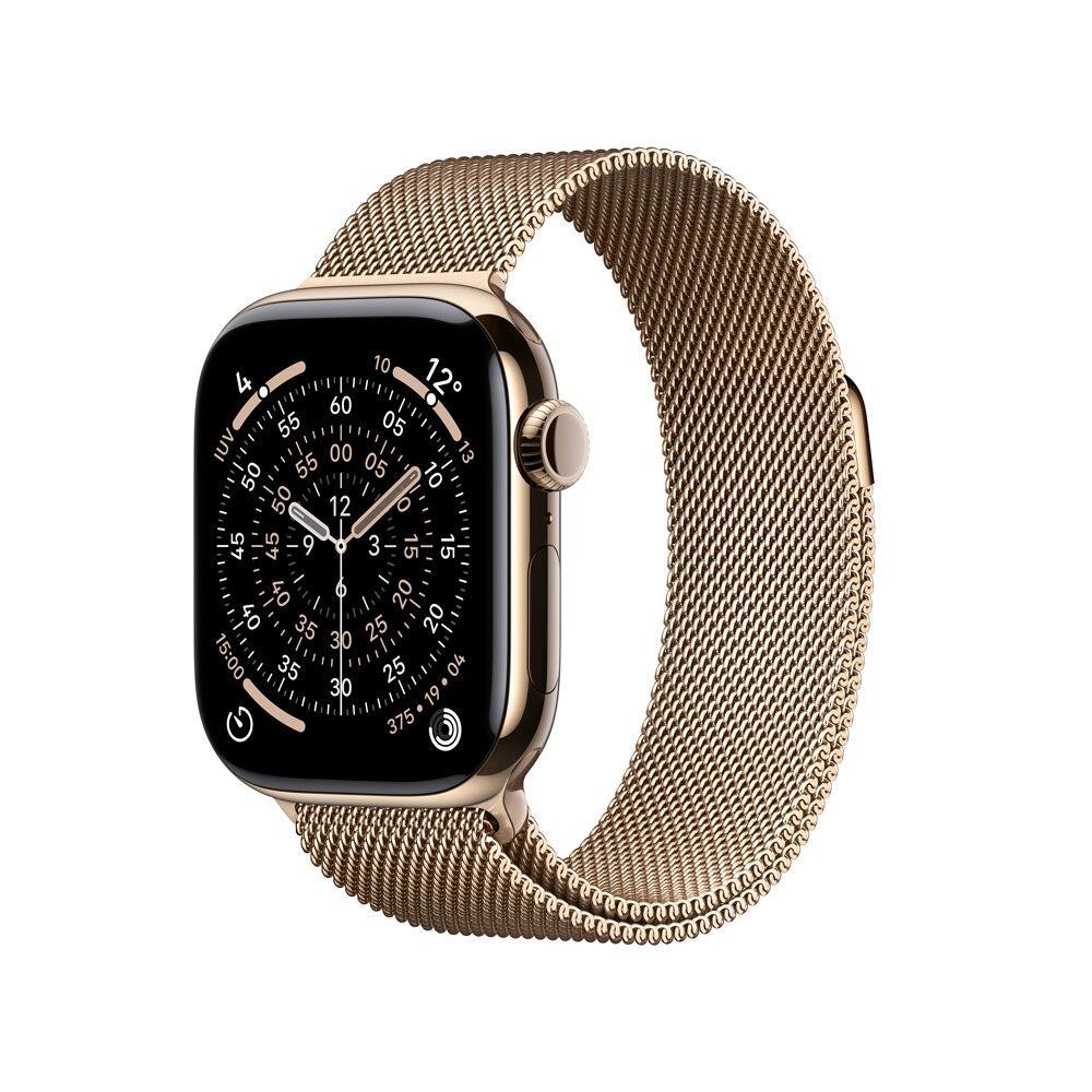 Apple Watch Series 11 GPS + Cellular - Caixa dourada de titânio – 42 mm - Pulseira dourada estilo milanês - 1