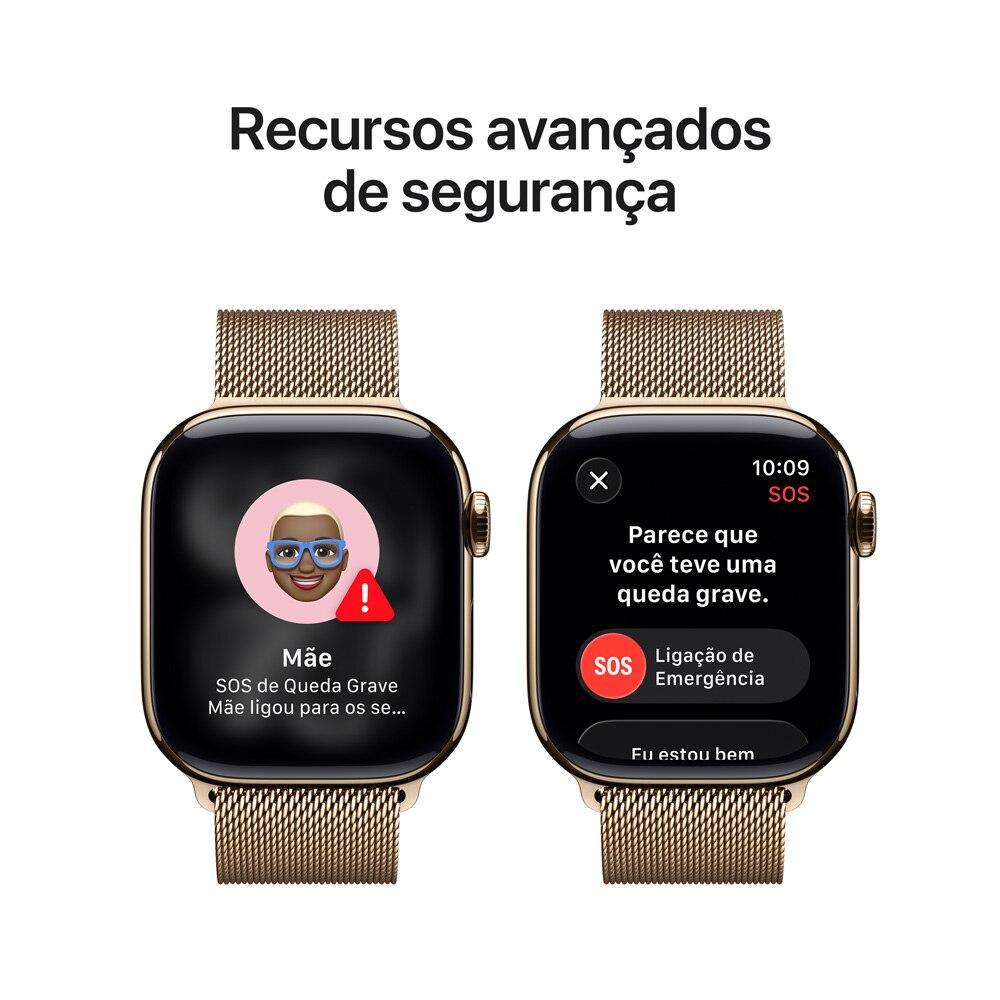 Apple Watch Series 11 GPS + Cellular - Caixa dourada de titânio – 42 mm - Pulseira dourada estilo milanês - 6