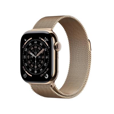 Apple Watch Series 11 GPS + Cellular - Caixa dourada de titânio – 42 mm - Pulseira dourada estilo milanês