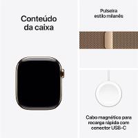 Apple Watch Series 11 GPS + Cellular - Caixa dourada de titânio – 42 mm - Pulseira dourada estilo milanês - 8