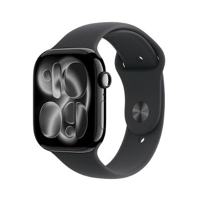 Apple Watch Series 11 GPS + Cellular - Caixa preta brilhante de alumínio – 46 mm - Pulseira esportiva preta – P/M