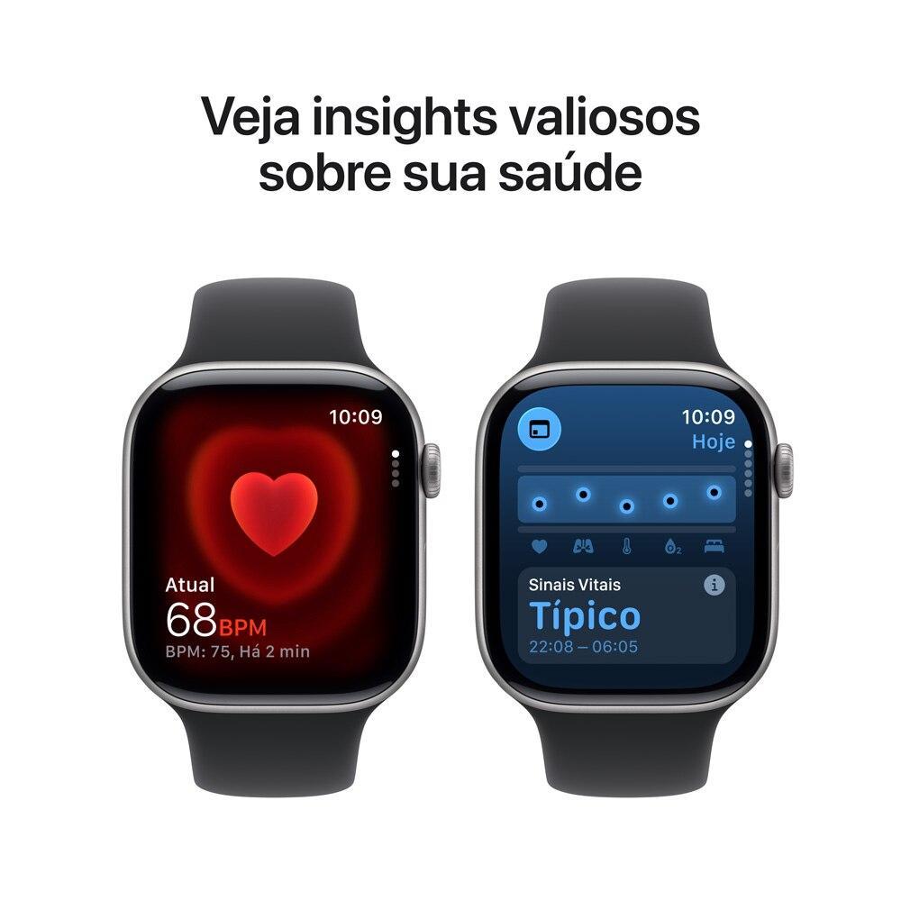 Apple Watch Series 11 GPS + Cellular - Caixa cinza-espacial de alumínio – 46 mm - Pulseira esportiva preta – M/G - 5