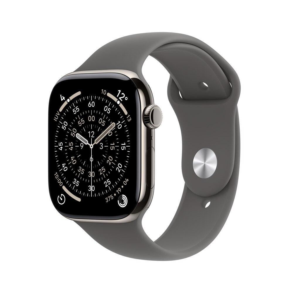 Apple Watch Series 11 GPS + Cellular - Caixa natural de titânio – 46 mm - Pulseira esportiva cinza-pedra – P/M - 1