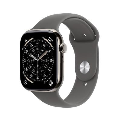 Apple Watch Series 11 GPS + Cellular - Caixa natural de titânio – 46 mm - Pulseira esportiva cinza-pedra – P/M