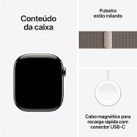 Apple Watch Series 11 GPS + Cellular - Caixa natural de titânio – 46 mm - Pulseira natural estilo milanês – P/M - 8