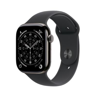 Apple Watch Series 11 GPS + Cellular - Caixa ardósia de titânio – 46 mm - Pulseira esportiva preta – P/M