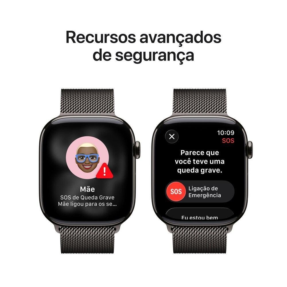 Apple Watch Series 11 GPS + Cellular - Caixa ardósia de titânio – 46 mm - Pulseira ardósia estilo milanês – M/G - 6