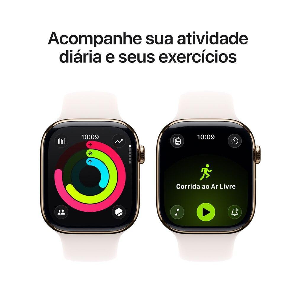 Apple Watch Series 11 GPS + Cellular - Caixa dourada de titânio – 46 mm - Pulseira esportiva blush-clara – M/G - 4