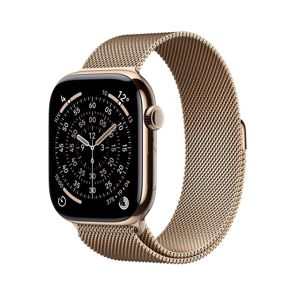 Apple Watch Series 11 GPS + Cellular - Caixa dourada de titânio – 46 mm - Pulseira dourada estilo milanês – M/G - 1