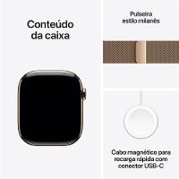 Apple Watch Series 11 GPS + Cellular - Caixa dourada de titânio – 46 mm - Pulseira dourada estilo milanês – M/G - 8