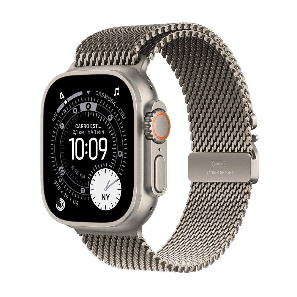 Apple Watch Ultra 3 GPS + Cellular - Caixa natural de titânio – 49 mm - Pulseira natural estilo milanês de titânio – G - 1