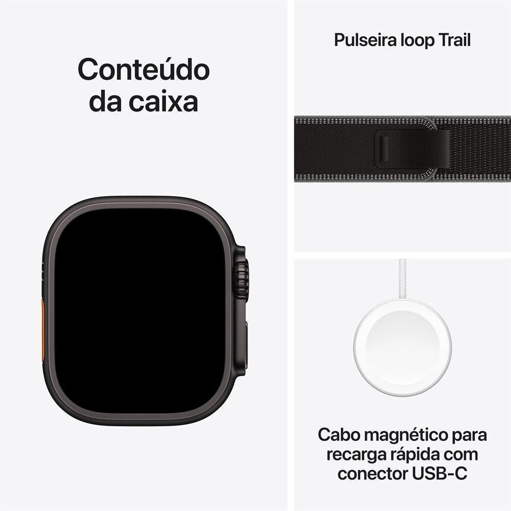 Apple Watch Ultra 3 GPS + Cellular - Caixa preta de titânio – 49 mm - Pulseira loop Trail preta/carvão – P/M - 7