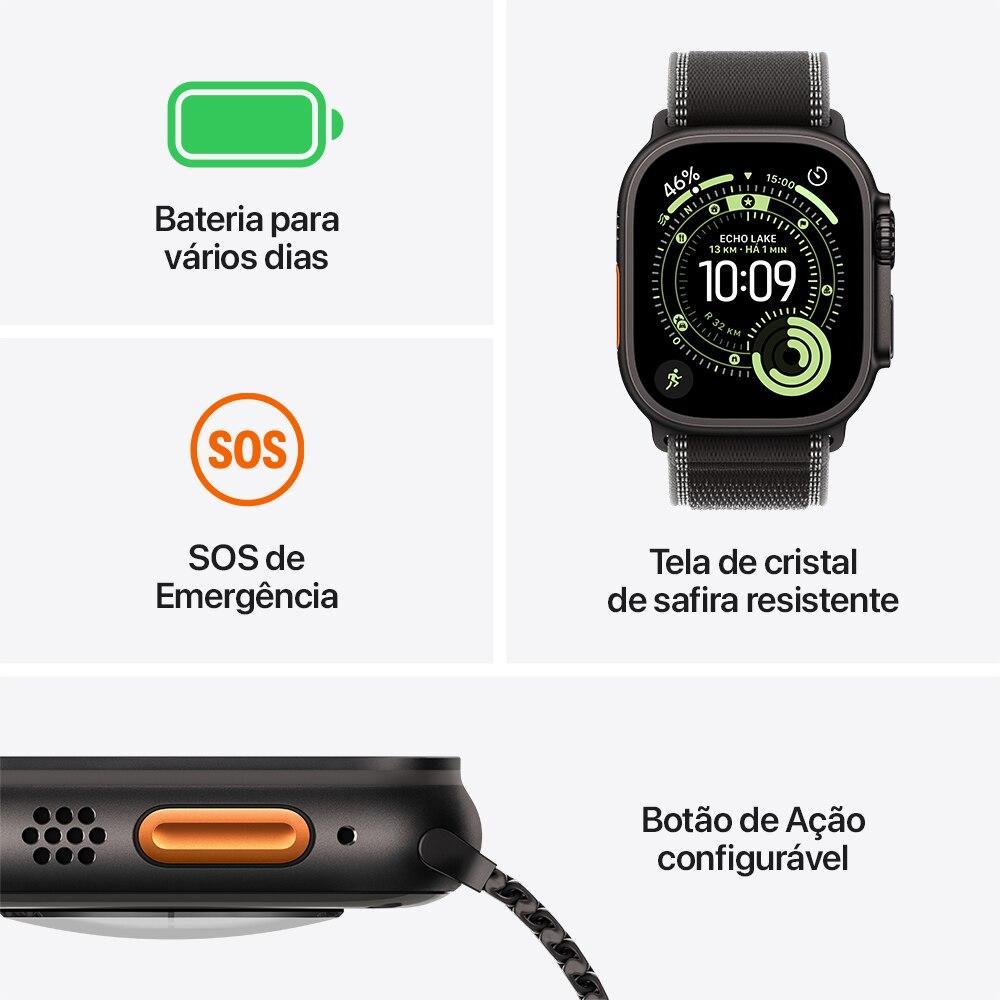 Apple Watch Ultra 3 GPS + Cellular - Caixa preta de titânio – 49 mm - Pulseira preta estilo milanês de titânio – M - 3