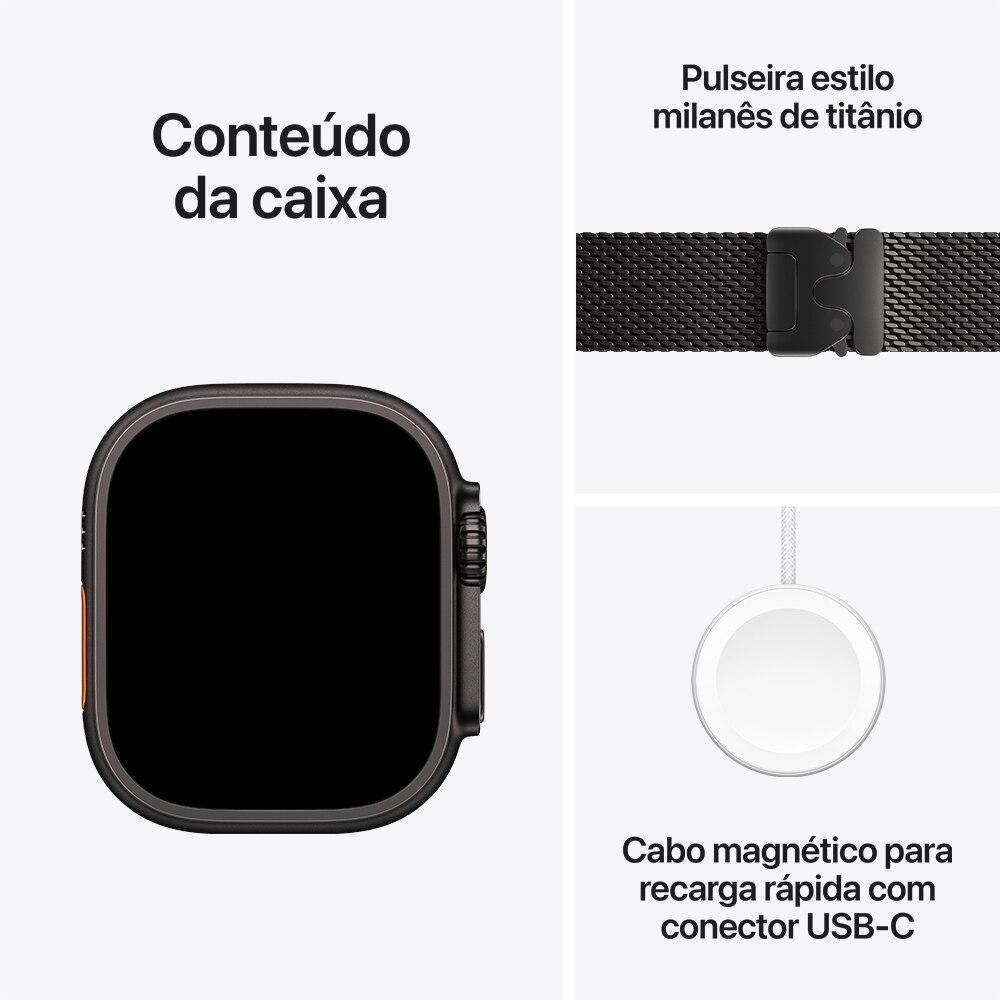 Apple Watch Ultra 3 GPS + Cellular - Caixa preta de titânio – 49 mm - Pulseira preta estilo milanês de titânio – G - 7