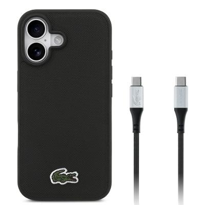 KIT Capa iPhone 17 e Cabo USB-C Lacoste, Preta