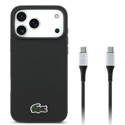 KIT Capa iPhone 17 Pro e Cabo USB-C Lacoste, Preta