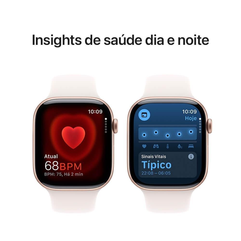 Apple Watch Series 10 GPS • Caixa cor de ouro rosa de alumínio – 46 mm • Pulseira esportiva blush-clara – P/M - 5