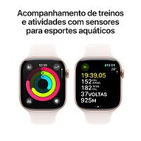 Apple Watch Series 10 GPS + Cellular • Caixa cor de ouro rosa de alumínio – 46 mm • Pulseira esportiva blush-clara – M/G