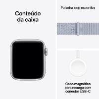 Apple Watch SE GPS + Cellular • Caixa prateada de alumínio – 40 mm • Pulseira loop esportiva nuvem azul - 7