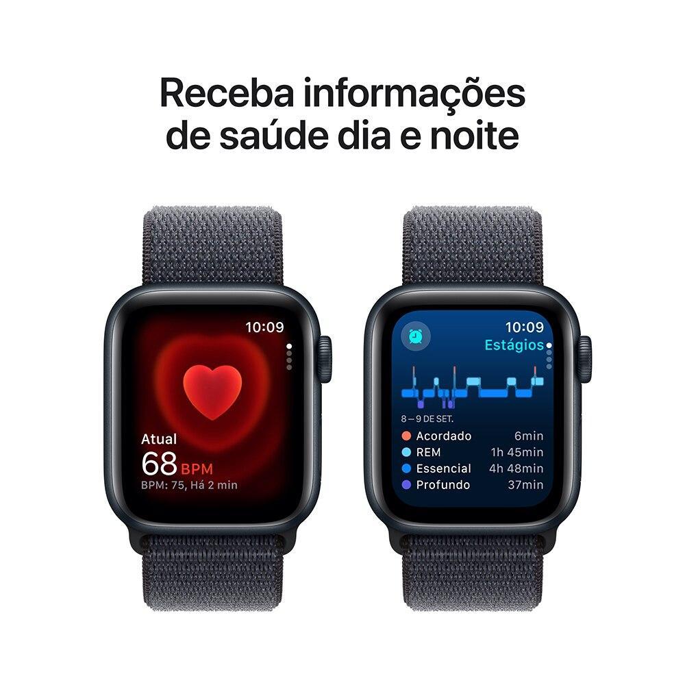 Apple Watch SE GPS + Cellular • Caixa meia-noite de alumínio – 40 mm • Pulseira loop esportiva tinto - 5