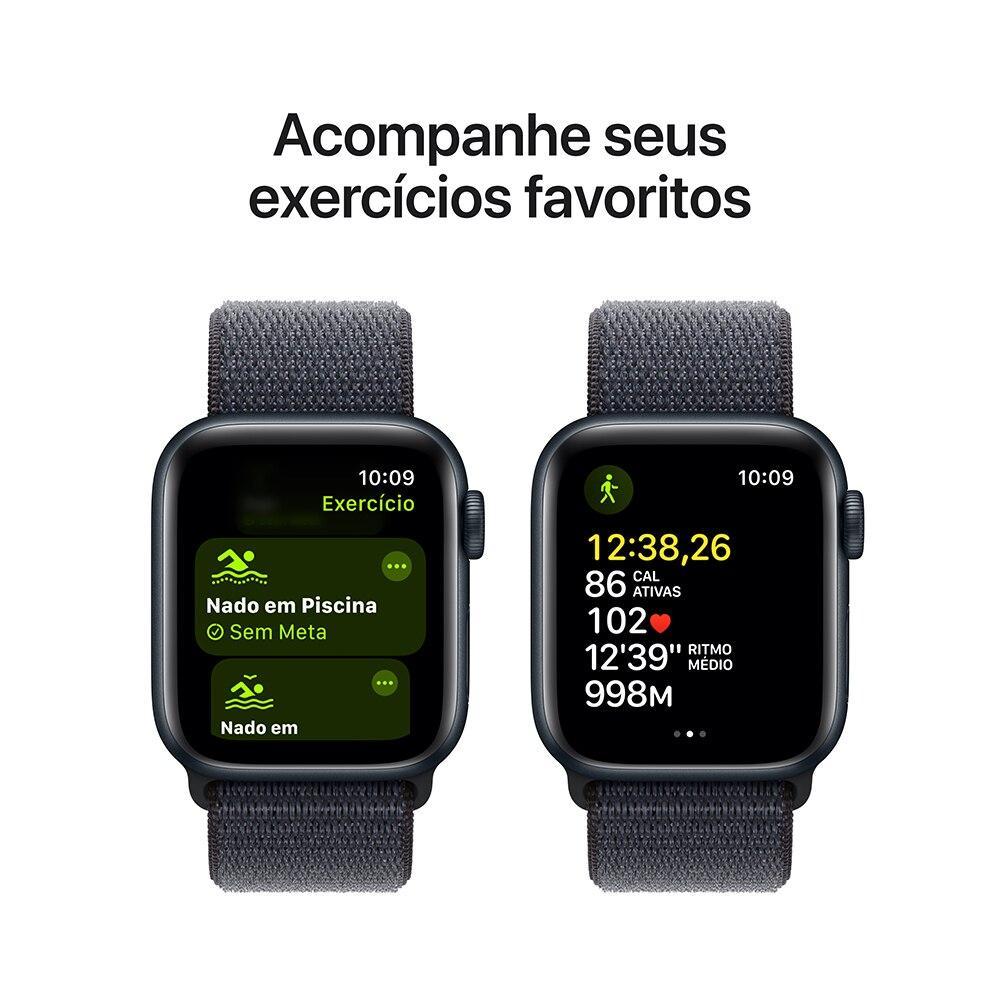 Apple Watch SE GPS + Cellular • Caixa meia-noite de alumínio – 40 mm • Pulseira loop esportiva tinto - 6