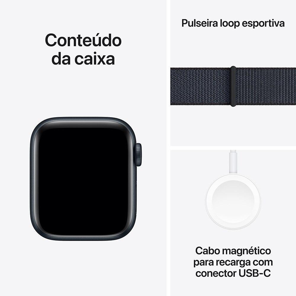 Apple Watch SE GPS + Cellular • Caixa meia-noite de alumínio – 40 mm • Pulseira loop esportiva tinto - 7
