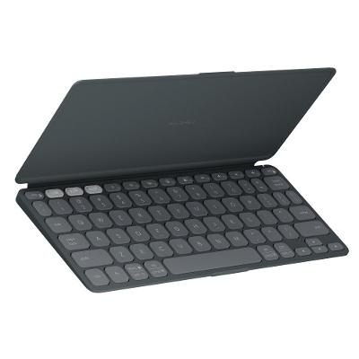 Teclado Sem Fio Portátil Logitech Keys-To-Go 2 para Tablets, iPad, macOs, Windows, com Capa Integrada e Conexão Bluetooth - Grafite