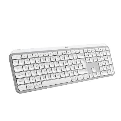 Teclado sem fio Logitech MX Keys S com Iluminação Inteligente, Conexão Bluetooth ou Receptor USB Logi Bolt e Bateria Recarregável - Cinza Claro