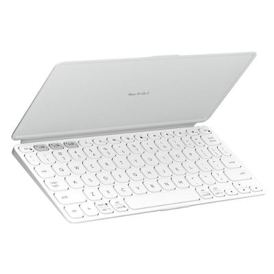 Teclado Sem Fio Portátil Logitech Keys-To-Go 2 para Tablets, iPad, macOs, Windows, com Capa Integrada e Conexão Bluetooth - Cinza Claro