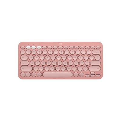 Teclado sem fio Logitech Pebble Keys 2 K380s com Conexão Bluetooth e USB Logi Bolt, Easy-Switch para até 3 dispositivos e Pilha Inclusa - Rosa