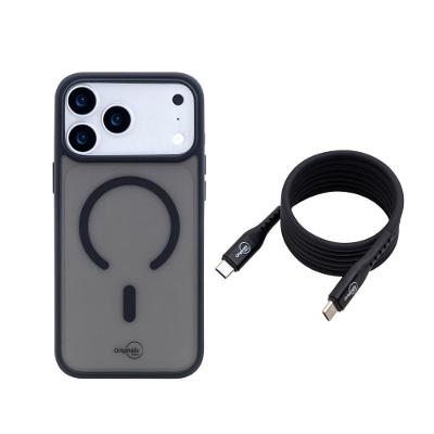 Kit Capa iPhone 18 Pro Max / 17 Pro Max e Cabo Magnético USB-C 100W, Classic, Originais iPlace, Preto