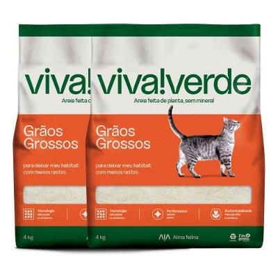 Areia Higiênica Grãos Grossos para Gatos 4Kg Viva Verde