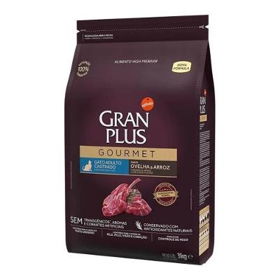 Ração Gourmet Gatos Castrados Ovelha e Arroz 3Kg Gran Plus