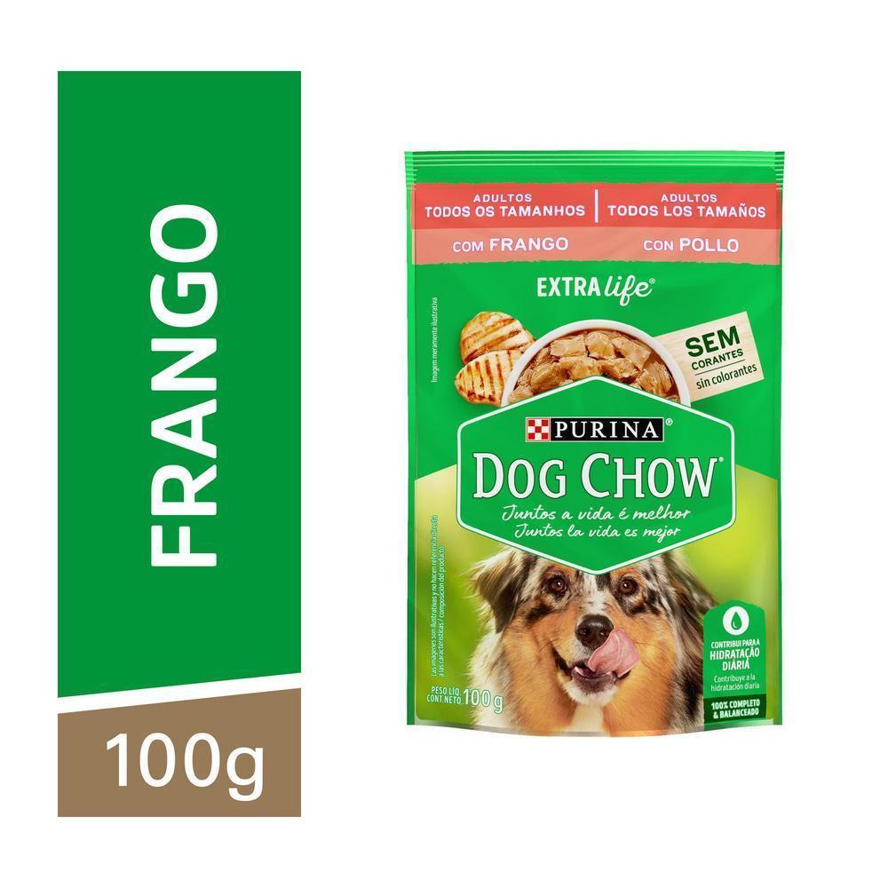 Ração Úmida para Cães Adultos de Todos Os Tamanhos Extralife Sabor Frango Dog Chow Sachê 100G - 1