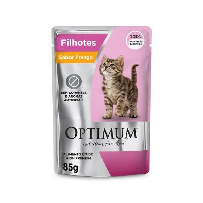 Ração Úmida Optimum Sachê para Gatos Filhotes Frango 85 g