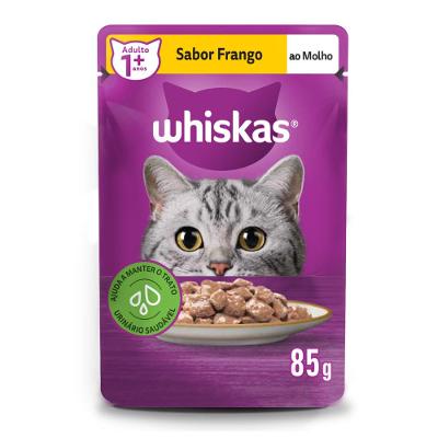 Ração Úmida Whiskas Sachê Frango ao Molho para Gatos Adultos 85 g