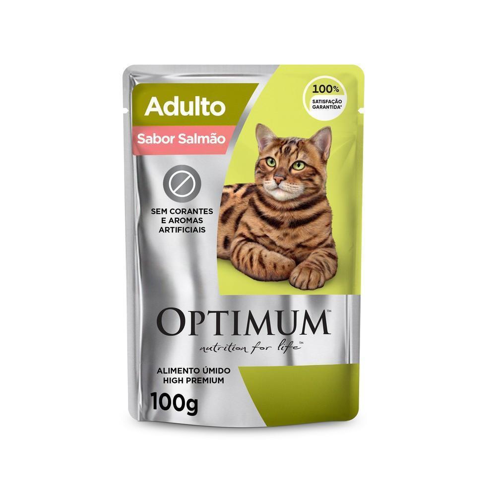 Ração Úmida Optimum Sachê para Gatos Adultos Sabor Salmão 85g - 2